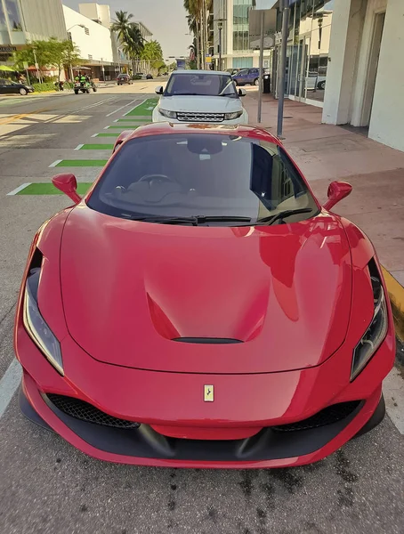 Los Angeles Kalifornien Usa März 2021 Roter Ferrari Tributo Luxus — Stockfoto