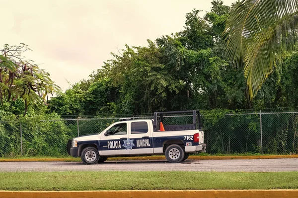 Cozumel Mexique Décembre 2015 Voiture Patrouille Police Chevrolet Vue Latérale — Photo
