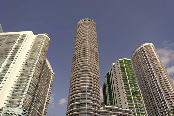 Perspectief Uitzicht Wolkenkrabber Gebouw Buiten Wolkenkrabber Gebouw Miami Foto Van — Stockfoto