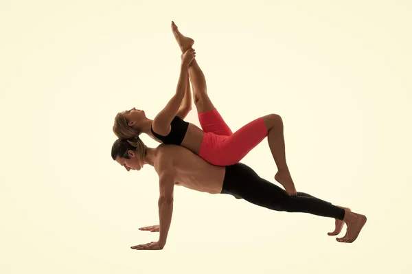 Photo Sport Yoga Couple Training Together Sport Yoga Couple Isolated — Stock Photo, Image