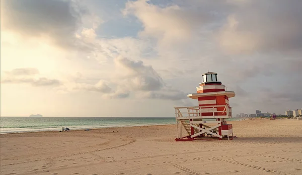 stock image lifeguard at miami beach in summer, copy space. lifeguard at miami beach vacation. photo of lifeguard at miami beach. lifeguard at miami beach.