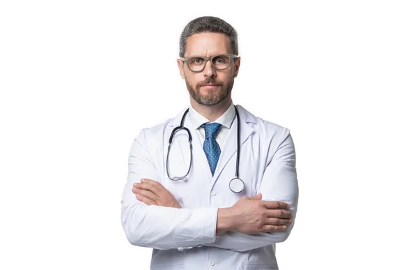 Dokter Achtergrond Beeld Van Cardioloog Man Arts Dokter Geïsoleerd Wit — Stockfoto