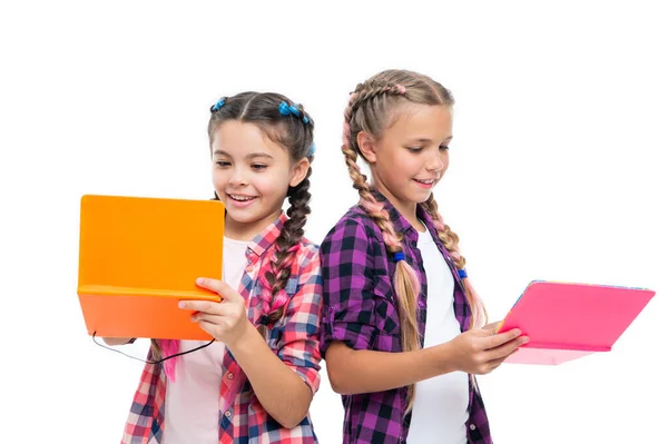 Kinder Mädchen Teilen Gedanken Des Tagebuchs Während Sie Bildung Der — Stockfoto