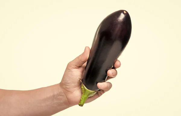 Eggplant Vegetable Hand Isolated White Background — Photo
