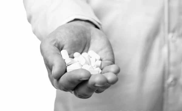 Multivitamins Pills Closeup Multivitamins Medications Hands Hold Multivitamins — Foto de Stock