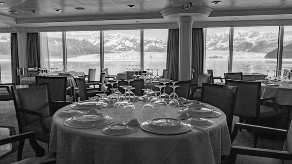 Hubbard Glaciar Restaurante Luxo Destino Viagem Sem Pessoas Restaurante Vazio — Fotografia de Stock