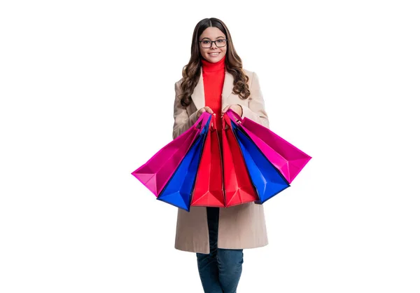 Bevásárlás Lányoknak Trendek Márkák Tinilány Táskákkal Jár Vásárolni Shopaholic Kedvezmények — Stock Fotó