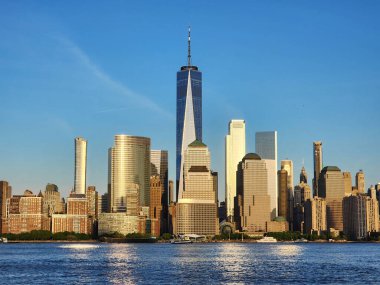 Manhattan şehir merkezi. Metropolitan şehri. Büyük şehir manzarası. New York şehir merkezi. Manhattan silueti. New York şehri. New York 'un gökdelen şehri. Kentsel mimari. NYC çeşitliliği.