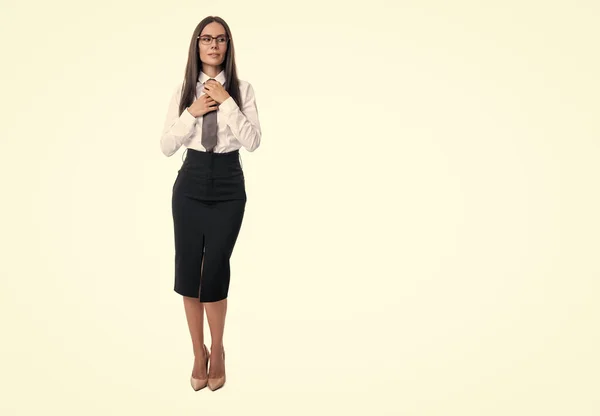 Photo Woman Manager Wear Glasses Banner Woman Manager Isolated White — Stock Photo, Image