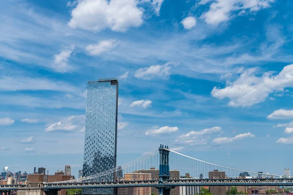 Manhattan Daki Tarihi Köprünün Mimarisi Aşağı Manhattan Brooklyn Bağlayan Köprü — Stok fotoğraf