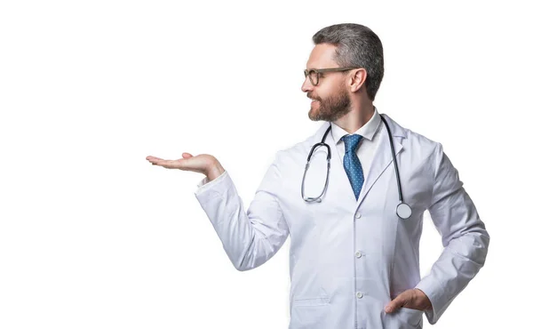 Photo Medical Man Doctor Presenting Medical Man Isolated White Medical — Stock Photo, Image