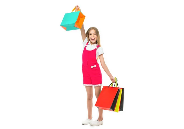 Ευτυχισμένη Έφηβη Τσάντα Για Ψώνια Στο Στούντιο Έφηβος Κορίτσι Τσάντα — Φωτογραφία Αρχείου