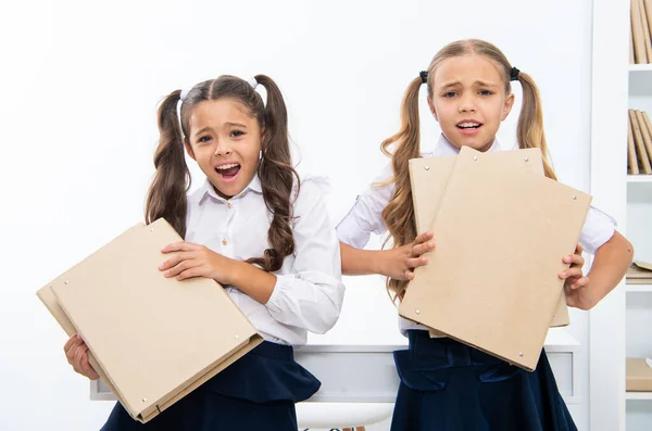 Skolutbildning För Flickor Barn Flickor Skrivbordet Redo För Skollektion Två — Stockfoto
