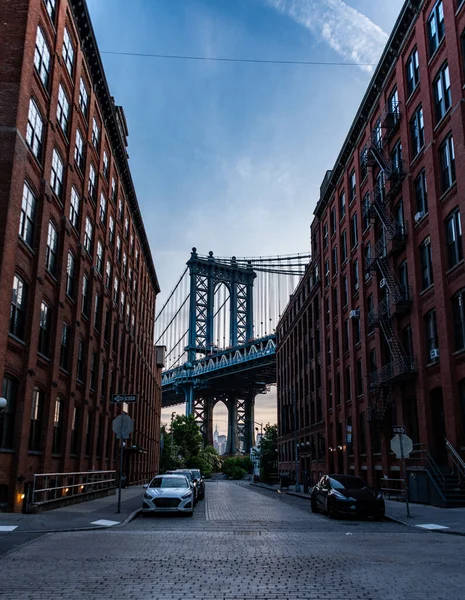 Okolí Dumbo Most Spojující Lower Manhattan Canal Street Downtown Brooklyn — Stock fotografie