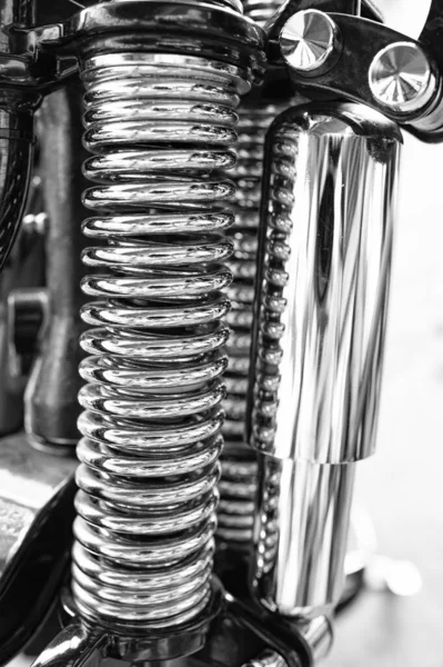 Metallic Chrome Hydraulic Damper Absorber Rear Suspension Shock Motorcycle Custombike — Photo