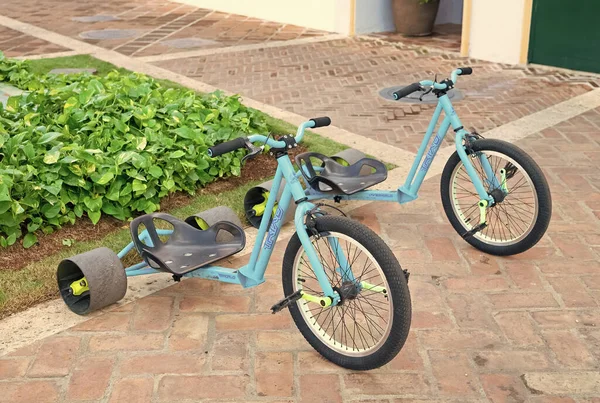 Santo Domingo, Dominican Republic - February 16, 2016: triad drift trike or tricycle outdoor.