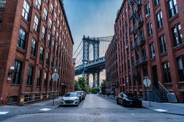 Manhattanský Most New Yorku Architektura Historického Mostu Manhattanu Most Spojující — Stock fotografie