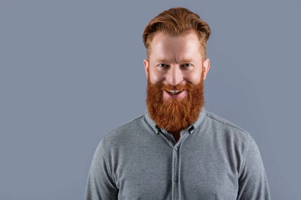 Cheerful Bearded Man Has Beard Bearded Man Long Beard Isolated — Stock Photo, Image