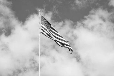 american national flag at sky background. patriotism.