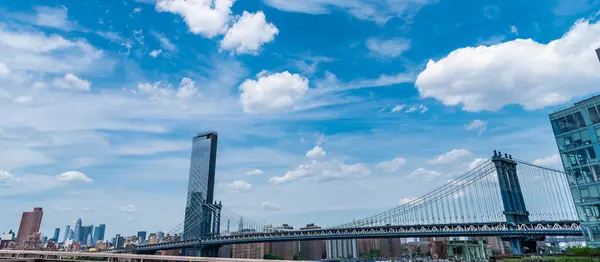 Manhattan Bridge Nueva York Arquitectura Puente Histórico Manhattan Puente Que — Foto de Stock