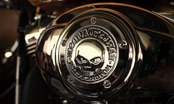 Kiev Ukraina September 2014 Harley Davidson Metalliserad Logotyp Krom Motorcykel — Stockfoto