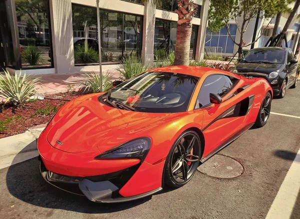 stock image Los Angeles, California USA - March 24, 2021: McLaren Automotive Limited 570s side corner view.