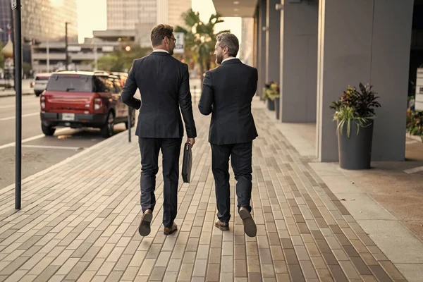 Image Business Men Coworker Wearing Suit Business Men Coworker Walk — Stock Photo, Image