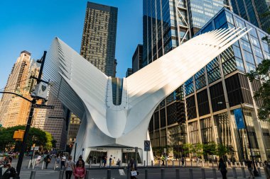 New York, ABD - 12 Mayıs 2023 Manhattan Dünya Ticaret Ulaşım Merkezi 'ndeki Oculus binası
