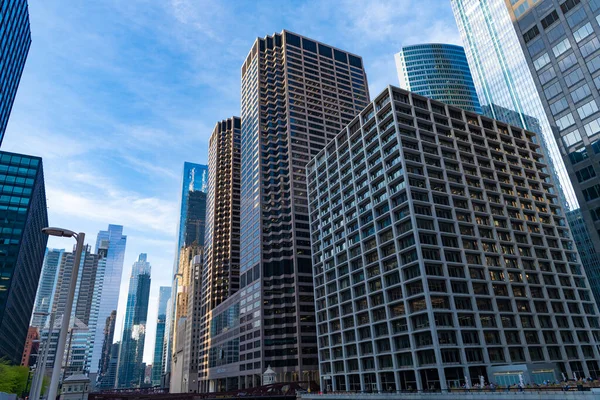 Chicago Eua Abril 2023 Fachadas Vidro Edifícios Modernos Arranha Céus — Fotografia de Stock