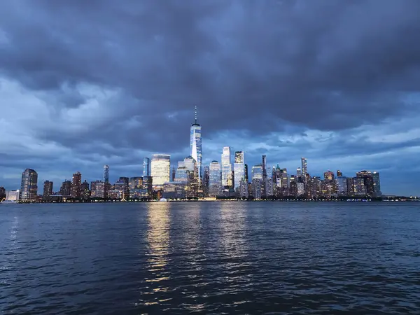Nowy Jork Nocy Wieżowiec Nowym Jorku Miejska Architektura Centrum Manhattanu — Zdjęcie stockowe