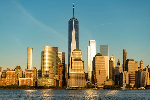 Midtown Manhattan Och Hudson River Solnedgången Storstadsstaden Metropolis Stadsbild New — Stockfoto