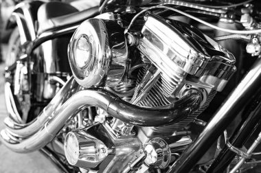 Custom motorcycle custombike metal chrome engine part detailed.