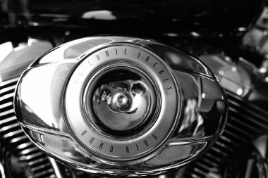 Kyiv, Ukrayna - 13 Eylül 2014: Harley Davidson Metal Krom bölümü, başyazı.