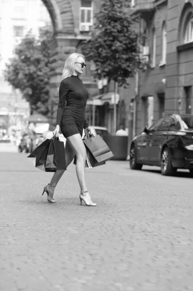 Woman Hold Shopping Bags Photo Pretty Woman Shopping Bags Woman — Stockfoto