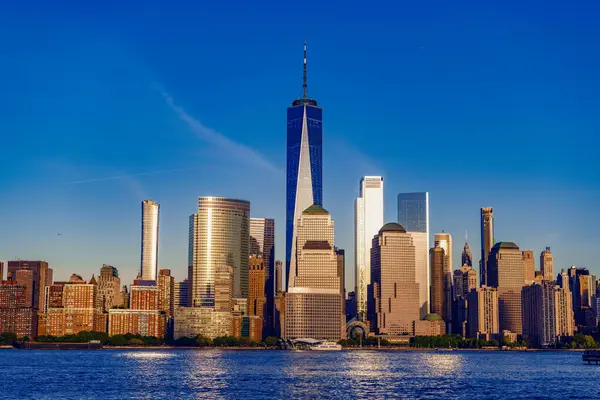 Urban Stadsarkitektur Solnedgången Midtown Manhattan Hudson Stadsbilden Huvudstaden New York — Stockfoto