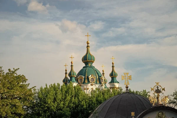 Andrews Church Kyiv Orthodox Christianity Religion Church Kyiv Cupolas Crosses — Stock Photo, Image