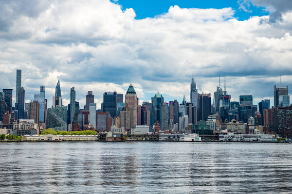 New York City, USA - May 05, 2023: Manhattan iconic skyline boasts impressive skyscrapers, landmark.