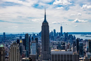 Metropolitan şehir manzarası. New York şehir merkezinde. Manhattan hava manzarası. New York şehri. New York 'un gökdelen binası. Kentsel mimari. Manhattan şehir merkezi lüks manzarası.