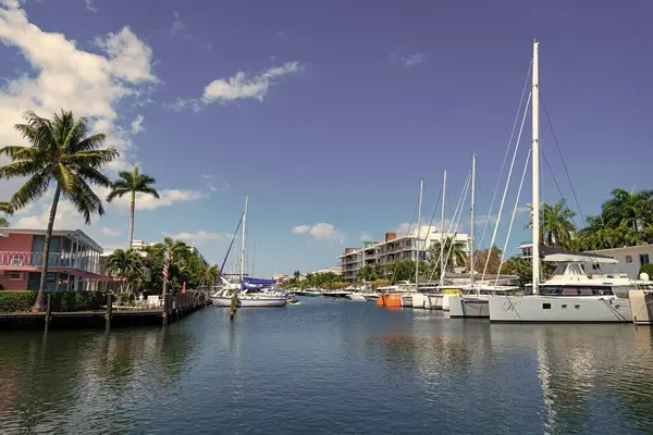 Miami Florida Usa Marzo 2023 Miami Summer Canal Lauderdale Con — Foto Stock
