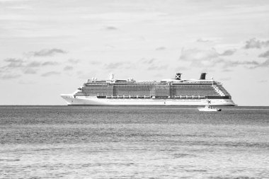 Great Stirrup Cay, Bahamalar - 08 Ocak 2016: Ünlüler yolcu gemisi, yan görüş.