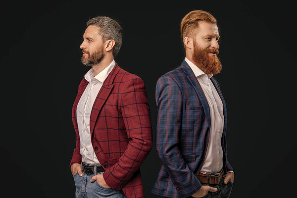 Hombres Alegres Ropa Hombre Estudio Hombres Ropa Hombre Fondo Foto — Foto de Stock