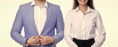 İşletme patronu ve çalışanı. Kesik manzaralı. İş patronu ve çalışanı. İşletme patronu ve çalışanı beyaz arka planda izole edilmiş. Stüdyoda iş patronu ve çalışan.