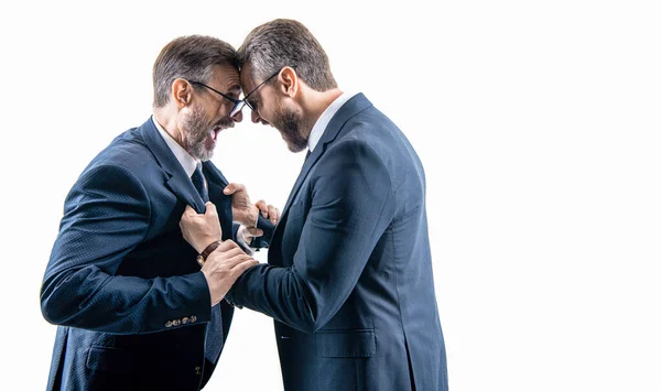 Fighting Boss Employee Having Business Fight Rivalry Isolated White Copy — Stock Photo, Image