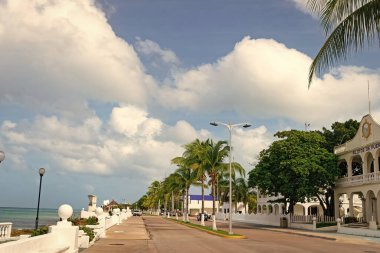 Cozumel, Meksika - 24 Aralık 2015: Deniz kenarında yaz gezisi iskelesi.