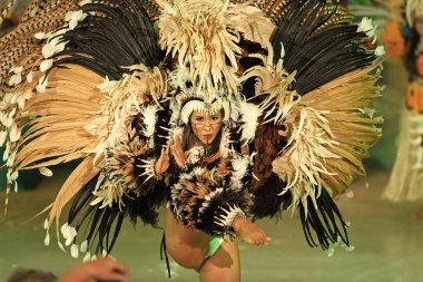 Parintins, Brezilya - 06 Aralık 2015: samba Brezilyalı karnaval kızı.