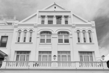 Mimari bina cephesi. Dış mimari binalar. Mimari bina açık havada. Mimarlık binasının fotoğrafı.