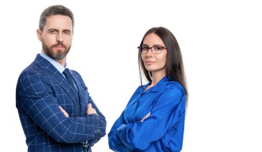 Başarılı iş adamları. İş arkadaşları beyazları izole ediyor. Resmi takım elbiseli iki iş adamı. Hırslı iş adamları destek veriyor. Profesyonel iş lideri ve menajeri. Cesur liderlik..