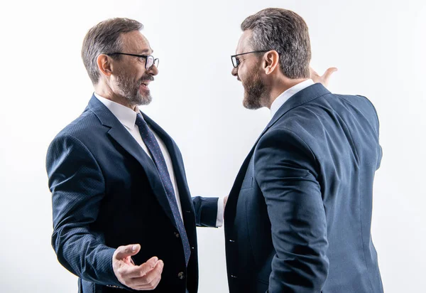 Two Businessmen Fighting Rivalry Isolated White Businessmen Having Conflict Fight — Stock Photo, Image