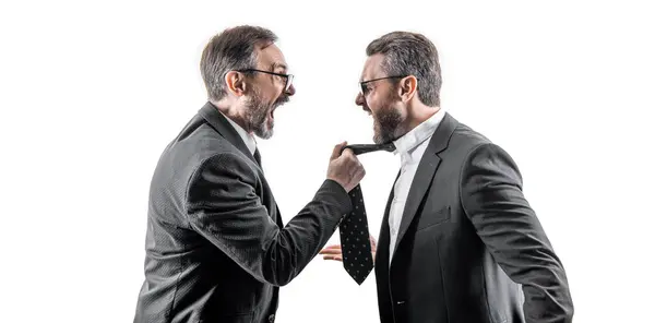 Subordinate Two Angry Businessmen Isolated White Background Businessmen Arguing Subordinate — Stock Photo, Image
