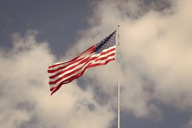 american national flag at sky background. memorial day.